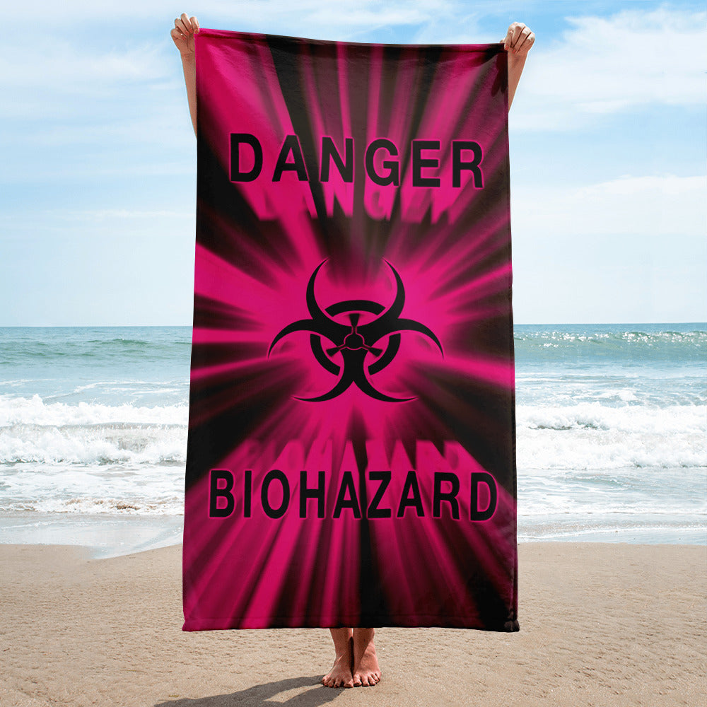 Pink Biohazard Beach Towel