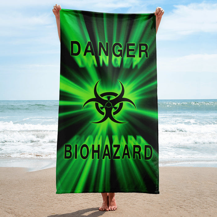 Green Biohazard Beach Towel